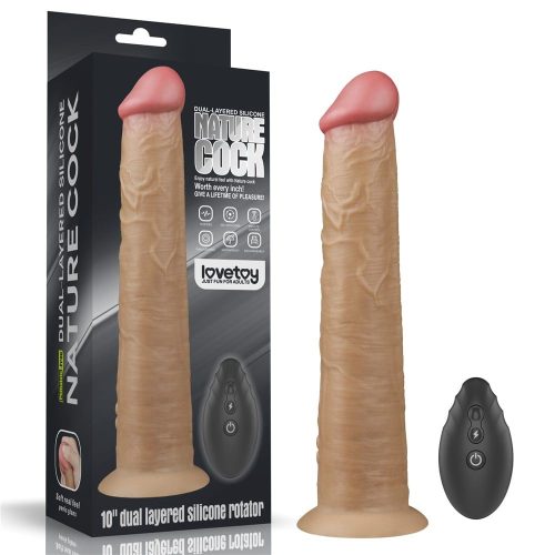 Lovetoy 10'' Dual Layered Platinum Silicone Rotator – Két­rétegű, forgatható platina szilikon dildó
