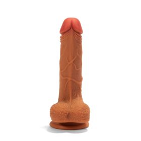   Outlet X-MEN 8.3" Double Layer Silicone Dildo Brown – Kettős rétegű, valósághű dildó