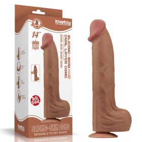   King Size 14” (36 cm) Sliding Skin realisztikus dildó – barna