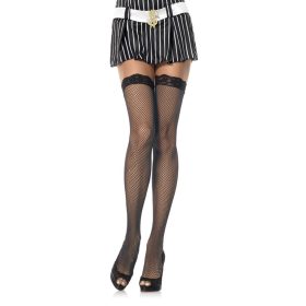Leg Avenue 729027SL FISHNET STOCKING W/ LACE TOP O/S BLK