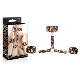   Leopard Frenzy Collar with Hand Cuffs – Fetish nyakörv és bilincs