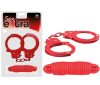 SEX EXTRA - Metal Cuffs & Love Rope Red – Piros fém bilincs és kötél