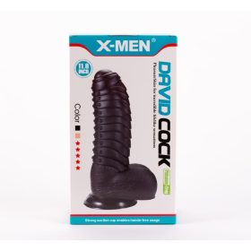   X-MEN David's 11.9" Cock Black – 30 cm-es valósághű fekete dildó
