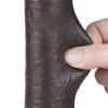 Sliding Skin 22,8 cm-es kétrétegű élethű dildó – fekete