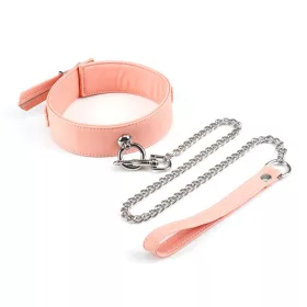   Pink Organosilicon Collar with Leash – Rózsaszín BDSM nyakörv