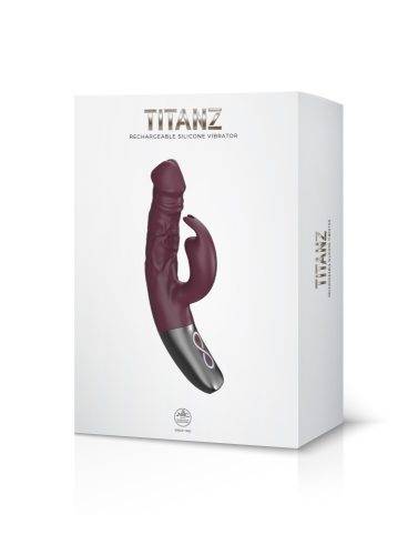 TITANZ 7″ újratölthető szilikon vibrátor rubinvörös színben