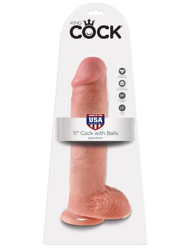 11" Cock with Balls Light – 28 cm-es, valósághű világos dildó herékkel