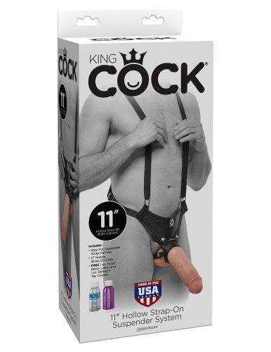 11 hüvelykes hollow strap-on szett – light/fekete
