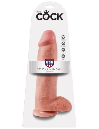 12" Cock with Balls Light – 30 cm-es, valósághű világos színű dildó herékkel
