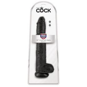   14" Cock with Balls Black – Valósághű fekete dildó herékkel