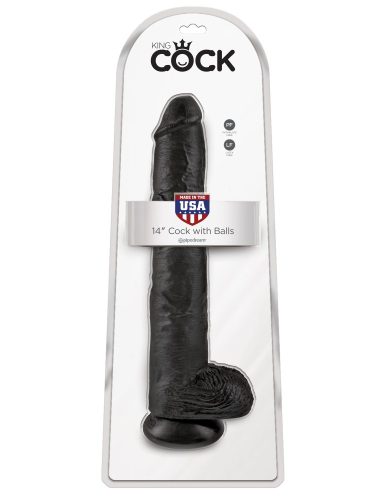 14" Cock with Balls Black – Valósághű fekete dildó herékkel