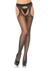 Spandex sheer suspender hose O/S - black