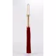 Flogger fém bőr fogantyúval és velúr bőr farokkal, piros, 45 cm