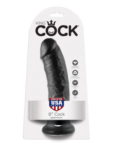 8" Cock Black – realisztikus, élethű fekete dildo