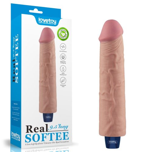 9.5" Real Softee Rechargeable Vibrating Dildo (Flesh) – újratölthető, puha, vibrációs realisztikus vibrátor