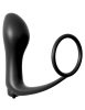 Ass-Gasm Cockring Vibrating Plug Black – fekete, vibrációs péniszgyűrű és anál dugó kombináció