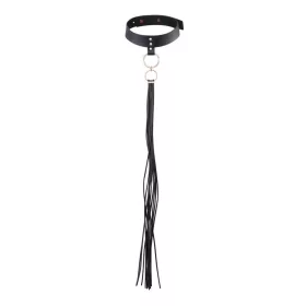   Bijoux Indiscrets Maze Tassel Choker – Fekete Bőr Bondage Nyakpánt