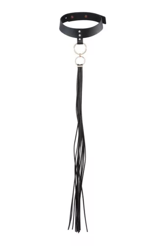 Bijoux Indiscrets Maze Tassel Choker – Fekete Bőr Bondage Nyakpánt
