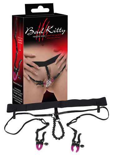 Orion - Bad Kitty Bad Kitty String with Clamps – Fetish string és csipeszek