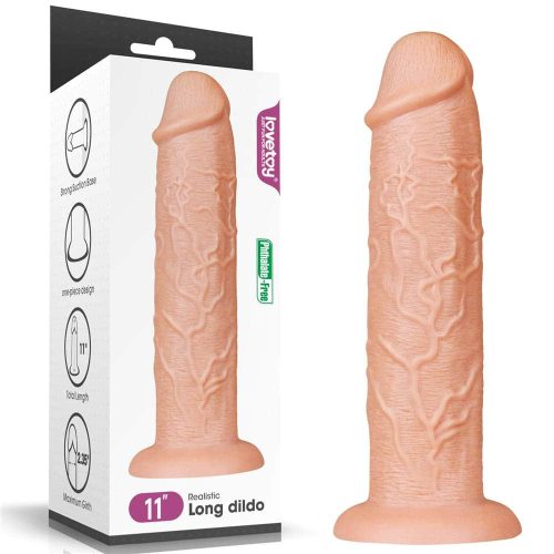 11″ realisztikus hosszú dildó, natúr színben 28cm