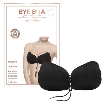 Bye Bra - Lace-It Bra Cup láthatatlan push-up melltartó D kosaras fekete