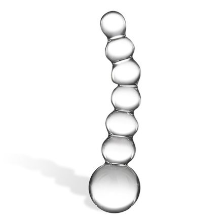 Glas - Curved Glass Beaded Dildo clear