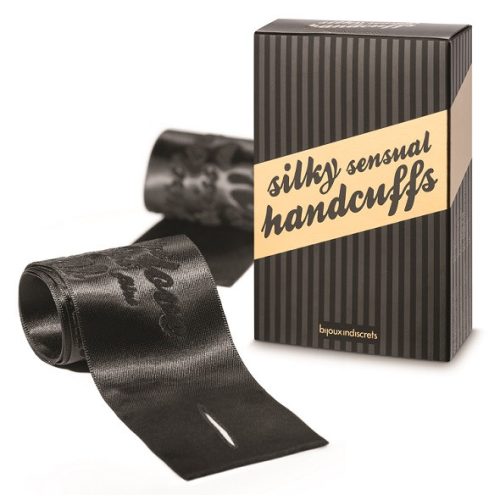 Bijoux Indiscrets - Silky Sensual Handcuffs Black – Fekete selymes kézbilincs