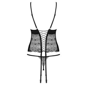   Obsessive Sharlotte fűző női tanga fehérneművel L/XL fekete