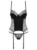 Obsessive Sharlotte fűző női tanga fehérneművel L/XL fekete