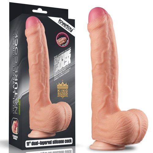 Lovetoy 11" Dual Layer Platinum Silicone Cock – Kettős rétegű platina szilikon dildó