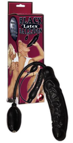 Orion Black Latex Balloon - Pumpával bővíthető realisztikus dildo